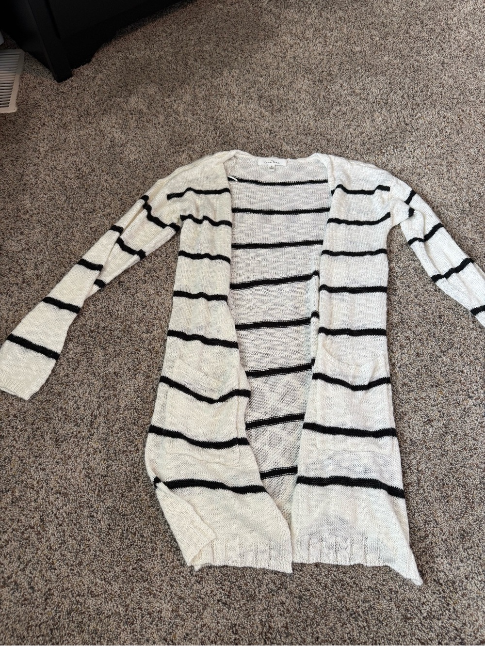 Love Tree Women’s Long Sleeve Striped Duster Cardigan — Size Small
